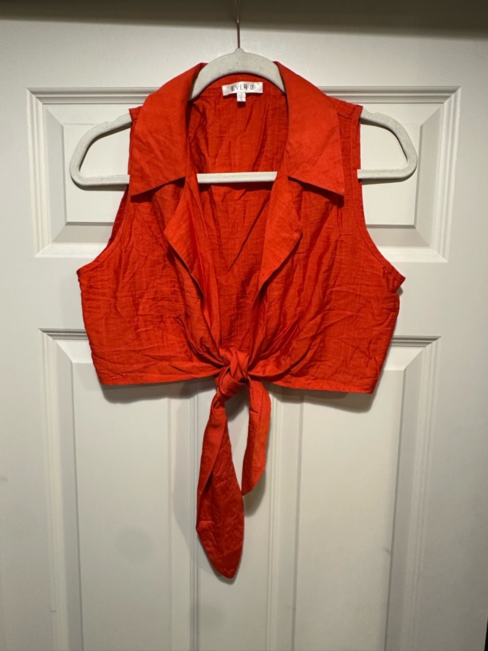 Red Tie-Front Crop Top